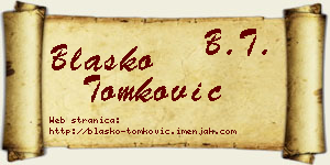 Blaško Tomković vizit kartica